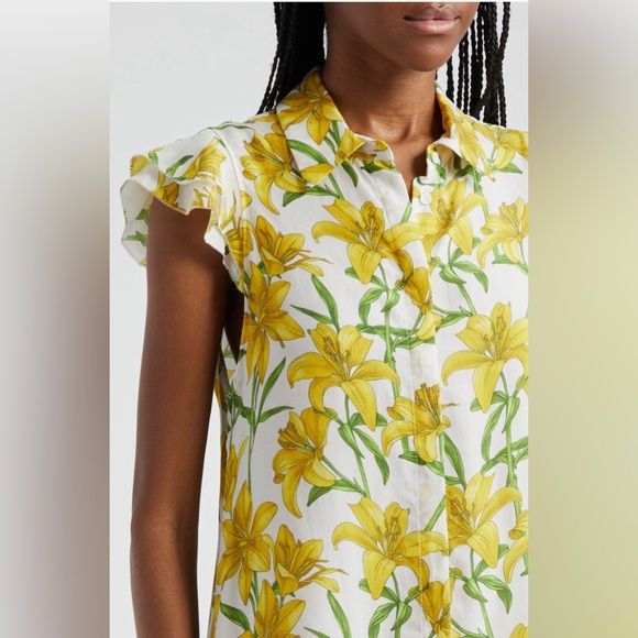 NWT Alice+Olivia Jem Floral Flutter Sleeve Mini Shirtdress Size S/P $375 - Picture 6 of 10